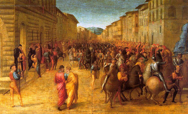GRANACCI, Francesco Entry of Charles VIII into Florence  dfg Sweden oil painting art